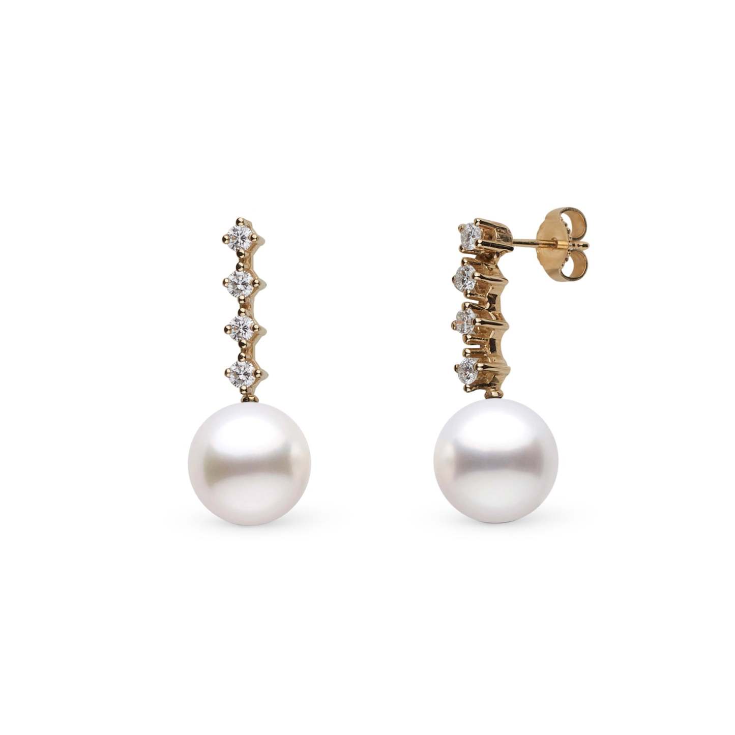 10.0-11.0 mm White South Sea Pearl and Diamond Luminary Earrings-GeekSEO