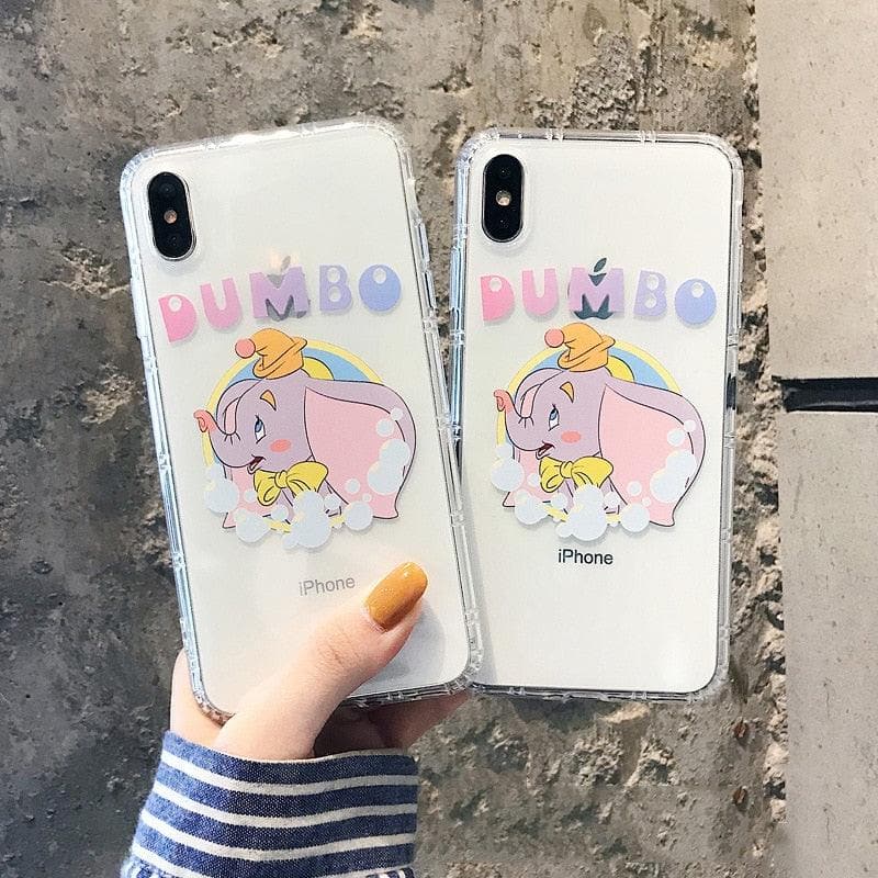 Disney Anime Kawaii Dumbo Phone Case For iPhone 11/12/13 Pro Max /7/8/SE /Xr /Xs Max Cute Elephant Transparent Smartphone Cover - kfst.inc